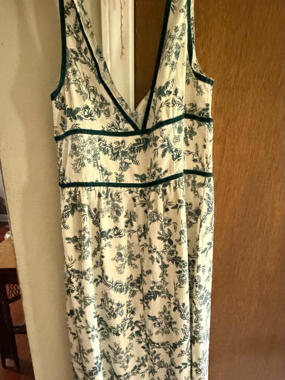 Altar'd State Cream Midi Dress with Green Floral Print